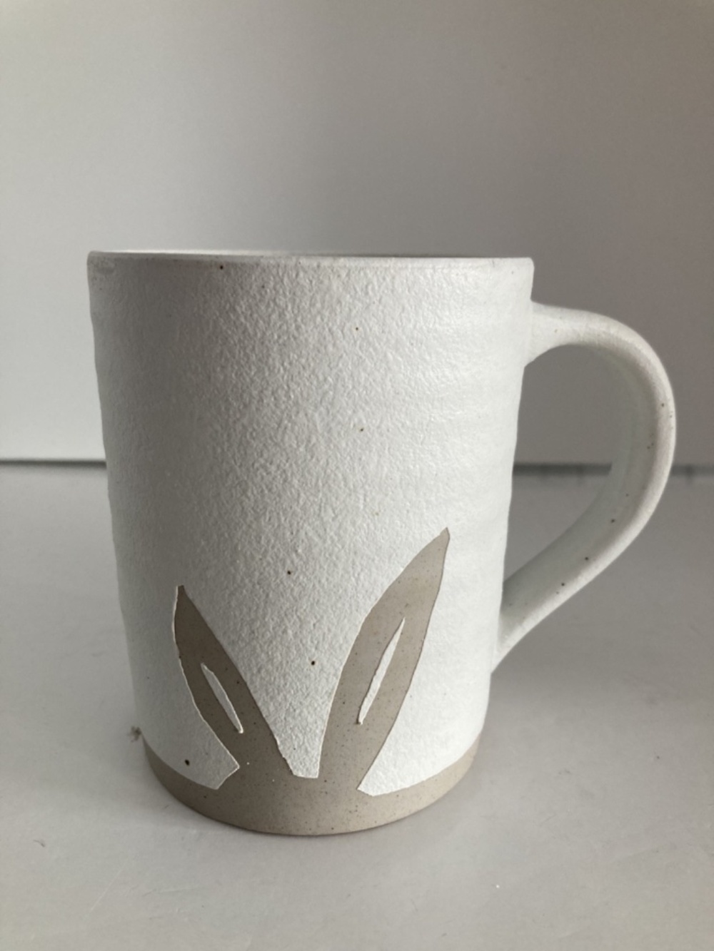 Pottery Barn Farmstead Rabbit Mug Bunny Ears Stoneware 16oz Off-White EUC